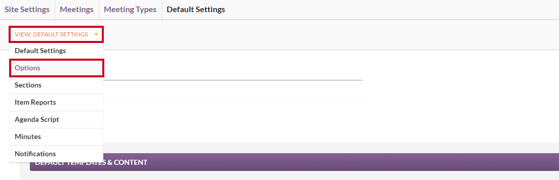 The View menu and the Options option highlighted.