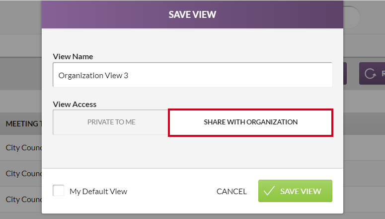 share with organization button
