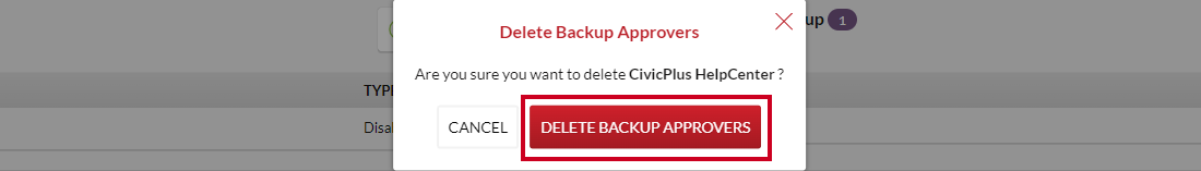 delete backup approvers button