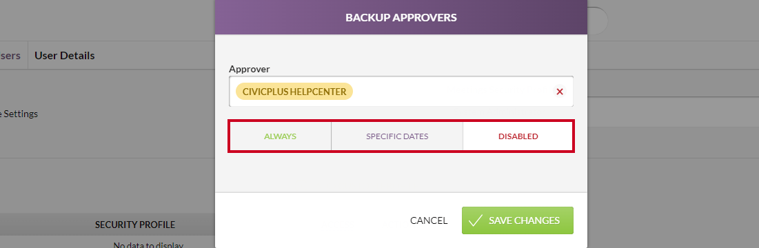 backup approver duration options