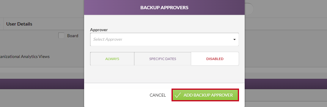 add backup approvers button