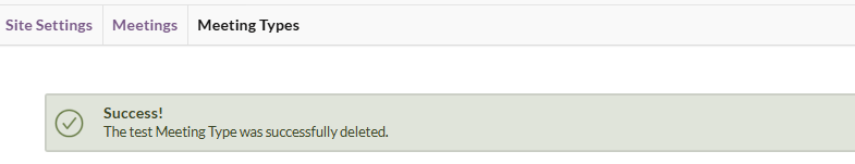 successful deletion message