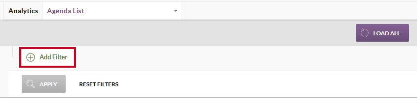 The white, rectangular Add Filter button below the View menu.