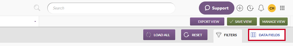 data fields button