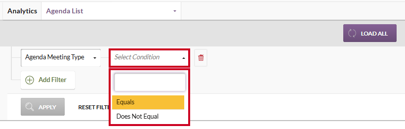 select condition option input box and drop-down menu
