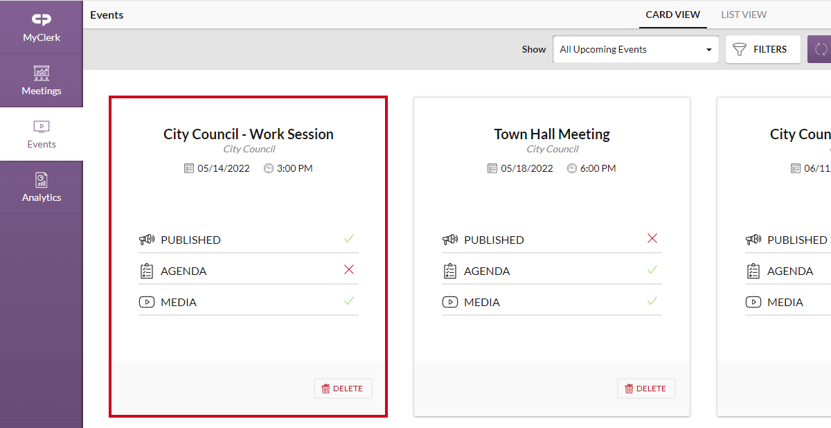 select an event