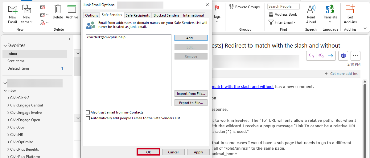 safe search tab, okay button