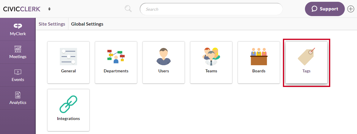 tags button
