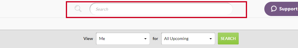 A white, oval Search bar at the top of the MyClerk page.