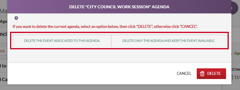 delete options