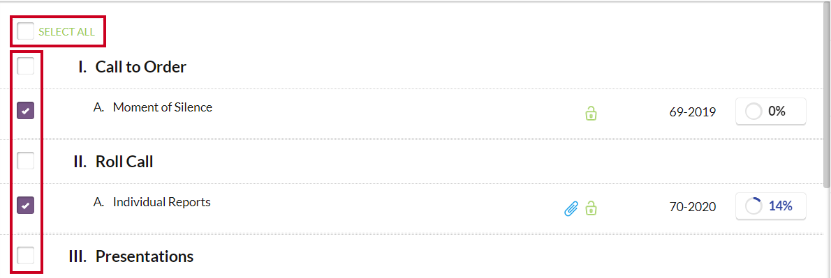 select all button and checkboxes