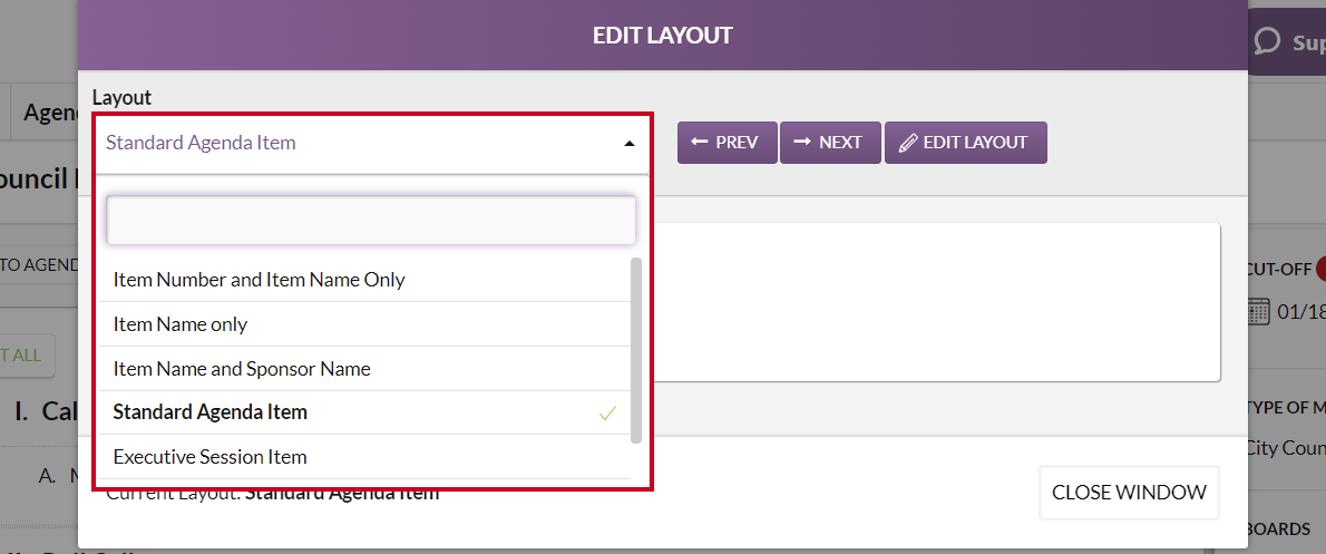 select a layout