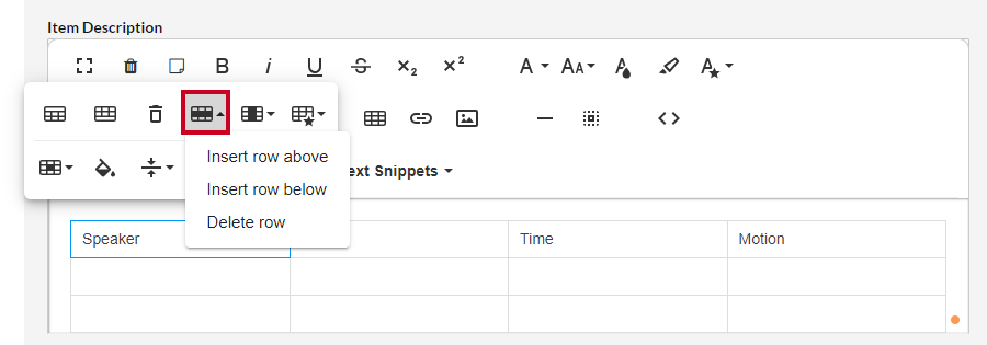The Row button.