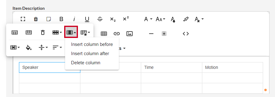 The Column button.