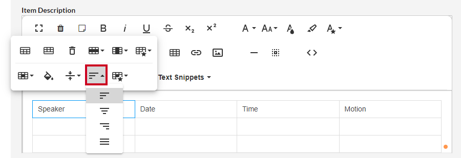 horizontal align button