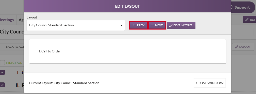 previous and next buttons