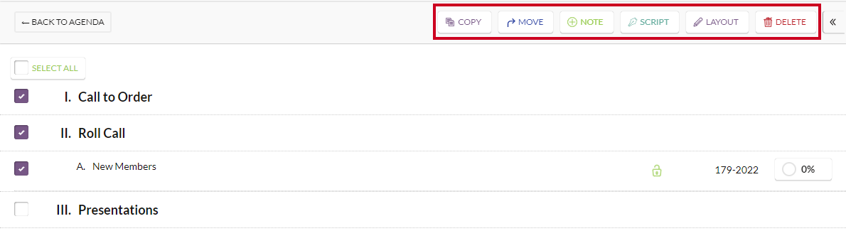 bulk actions