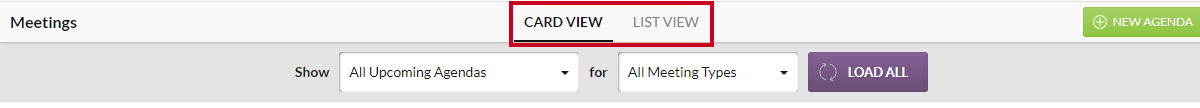 card view and list view options
