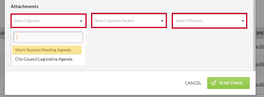 select agenda packet and minutes