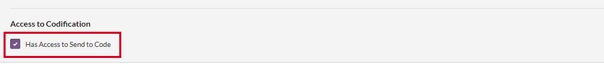 has access to send to code checkbox