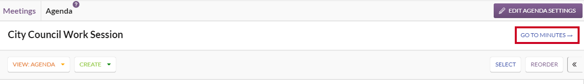 Go to minutes button.