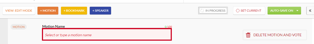 Motion name field.