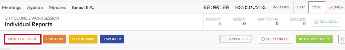 Button displaying that the view menu is currently set to edit mode.