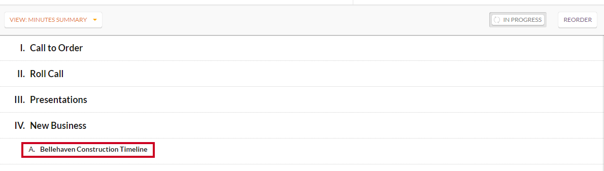 select minutes item