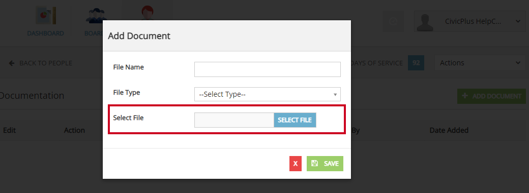 The Select File field which includes a blue, rectangular Select File button.