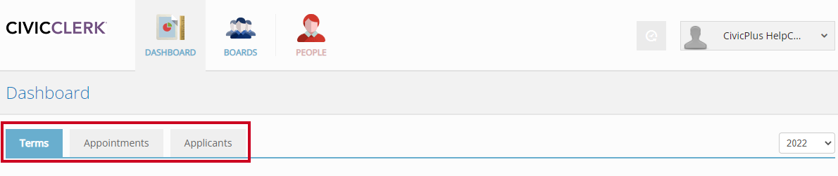 dashboard tabs