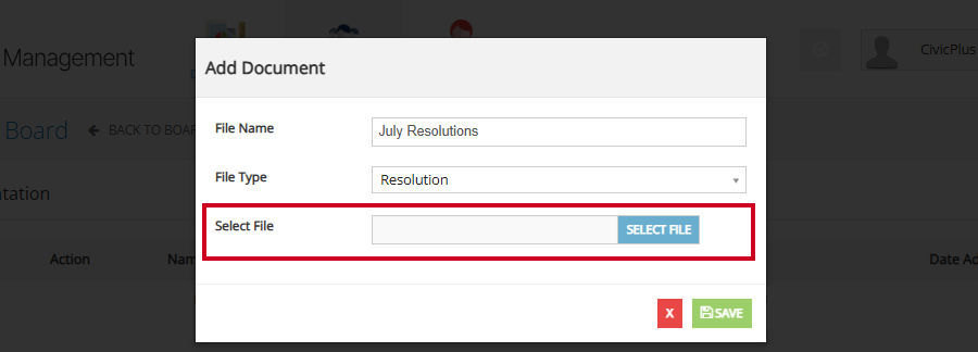 The Select File field which includes a blue, rectangular Select File button.