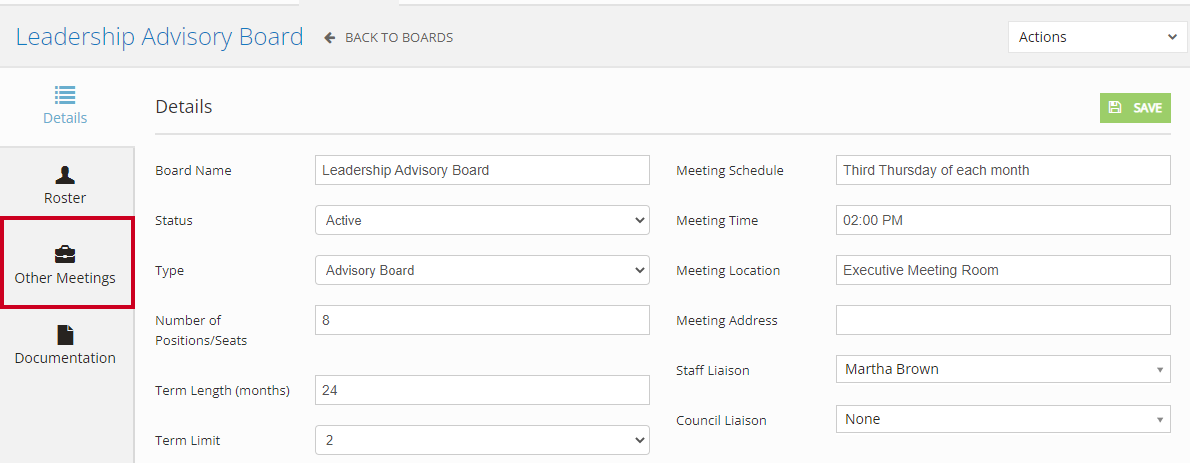 other meetings tab