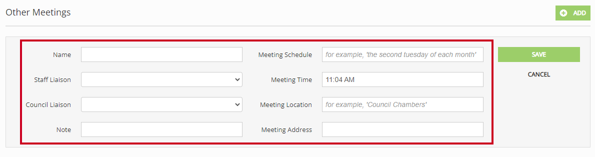 other meetings fields