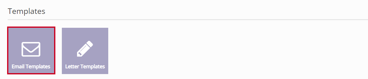 The purple, square Email Templates button in the Templates section of the Site Settings page.