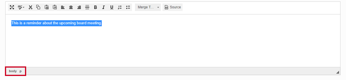 body and paragraph options