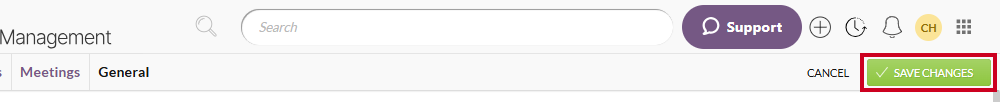 The green, rectangular Save Changes button below the User Menu.