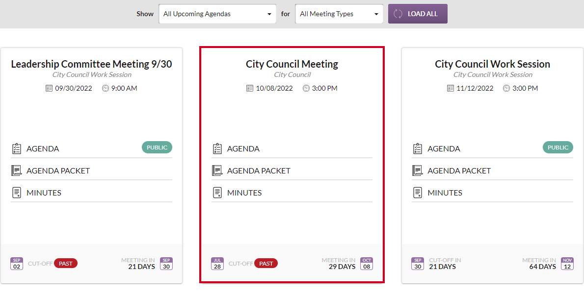 select an agenda