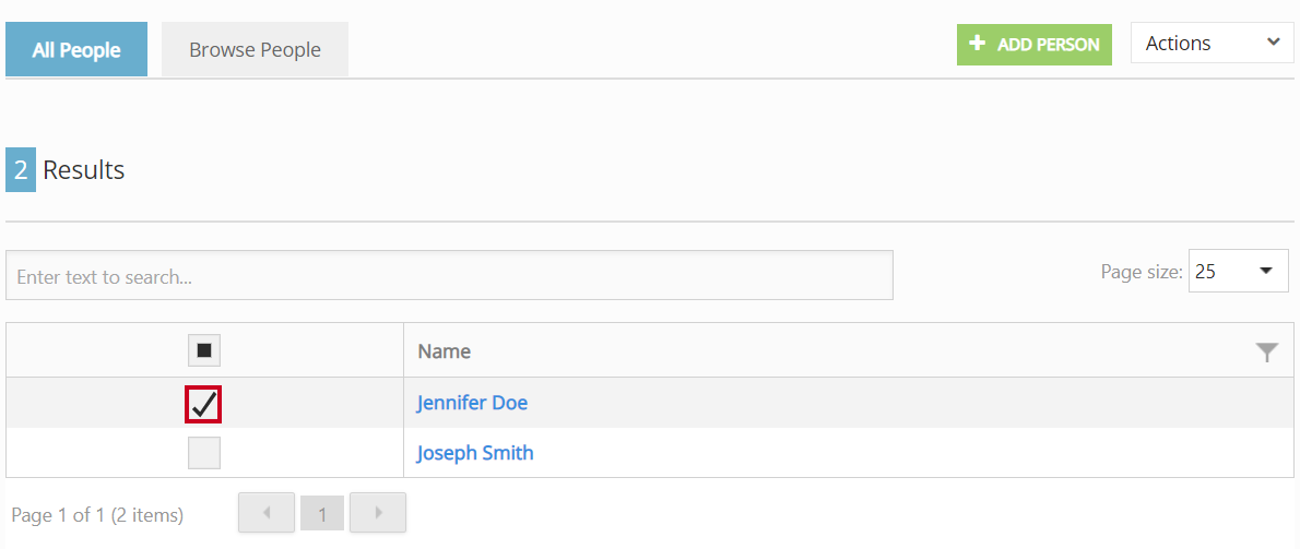 A user checkbox below the Enter text to search bar.