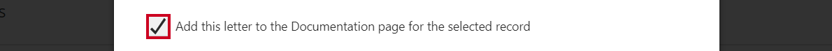 The Add this letter to the documentation page checkbox.